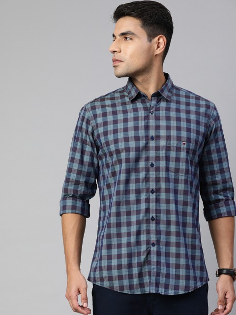 

Louis Philippe Sport Men Blue & Grey Slim Fit Checked Casual Shirt