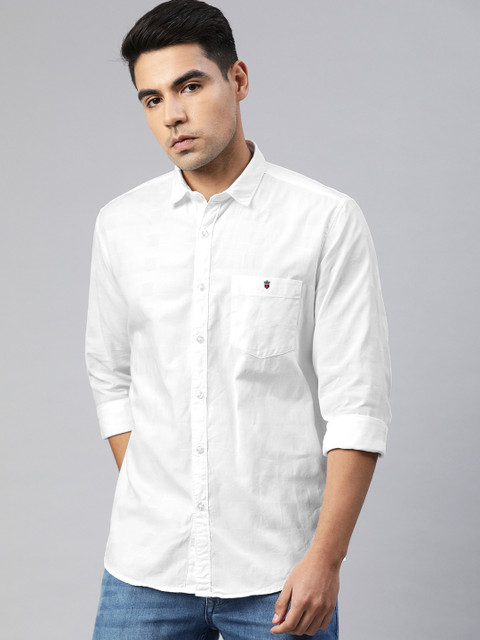 

Louis Philippe Jeans Men White Slim Fit Solid Pure Cotton Casual Shirt