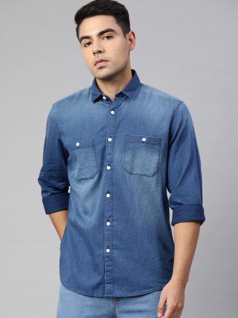 

Louis Philippe Jeans Men Blue Slim Fit Faded Denim Casual Shirt