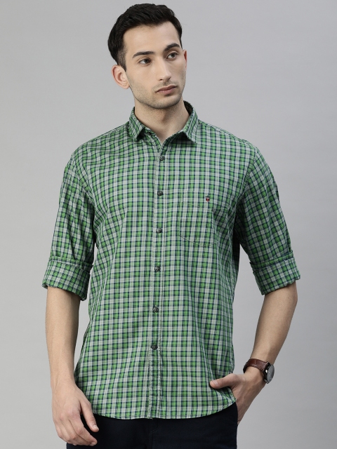 

Louis Philippe Sport Men Grey & Green Slim Fit Checked Casual Shirt