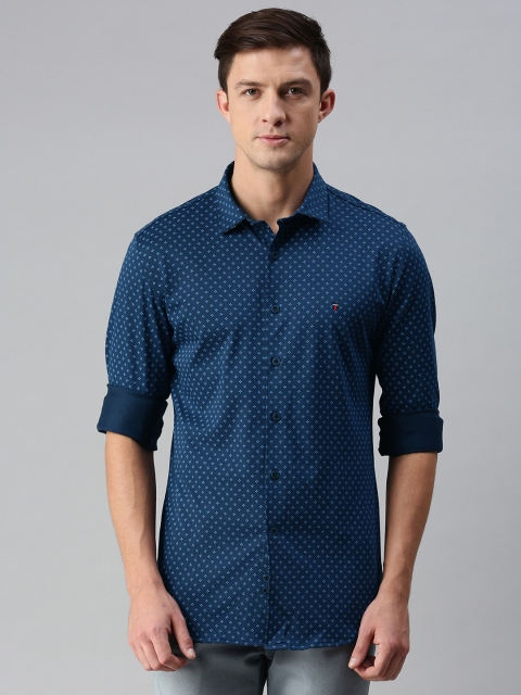 

Louis Philippe Sport Men Teal Blue Super Slim Fit Printed Casual Shirt