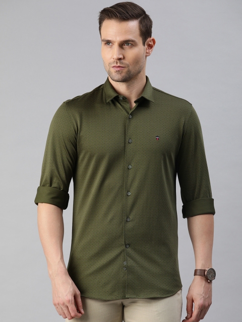 

Louis Philippe Sport Men Olive Green Super Slim Fit Printed Casual Shirt