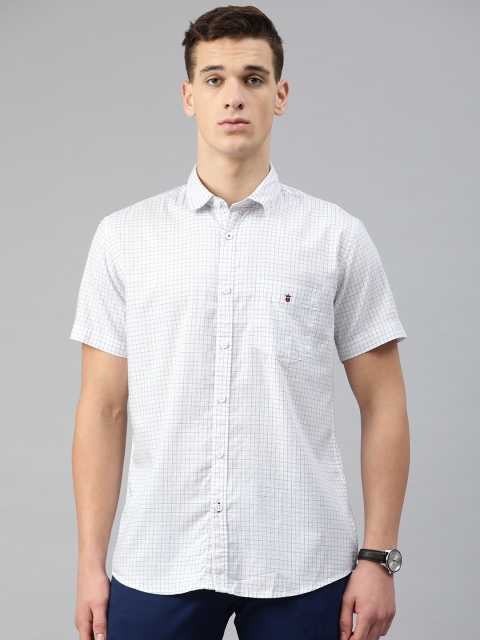 

Louis Philippe Sport Men White & Red Checked Slim Fit Pure Cotton Shirt