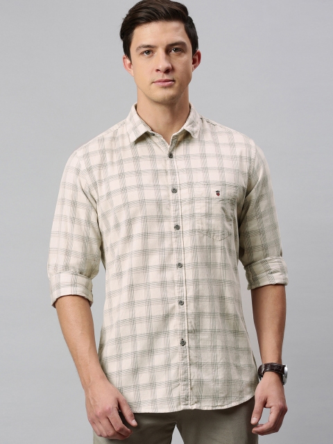 

Louis Philippe Sport Men Cream-Coloured Slim Fit Checked Casual Shirt