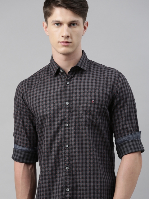 

Louis Philippe Jeans Men Grey & Black Slim Fit Checked Casual Shirt