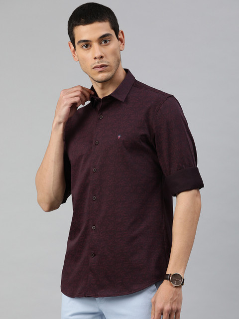 

Louis Philippe Sport Men Maroon Floral Print Slim Fit Cotton Shirt