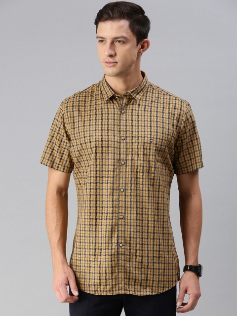 

Louis Philippe Sport Men Mustard Yellow & Blue Slim Fit Checked Casual Shirt