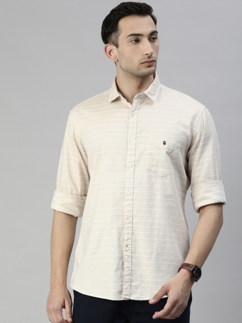 

Louis Philippe Sport Men Beige & White Slim Fit Striped Casual Shirt