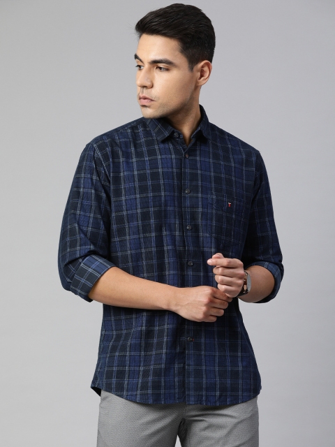 

Louis Philippe Sport Men Navy Blue & White Slim Fit Checked Pure Cotton Casual Shirt