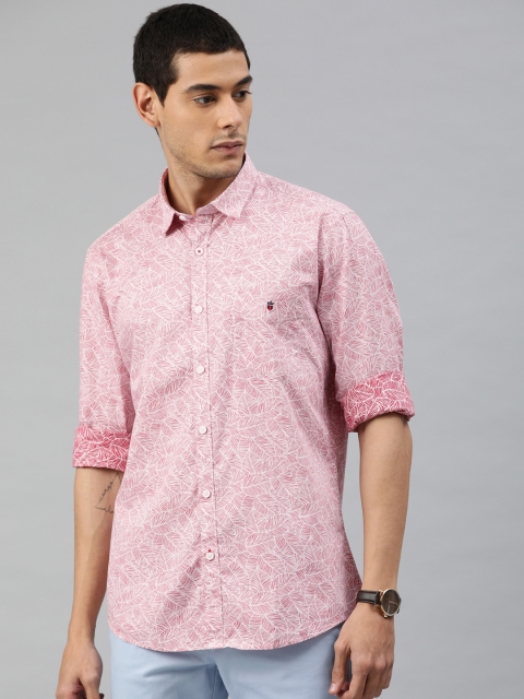 

Louis Philippe Sport Men Pink & White Leaf Print Pure Cotton Casual Shirt