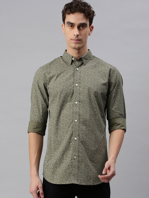 

Jack & Jones Men Olive Green Slim Fit Printed Casual Shirt