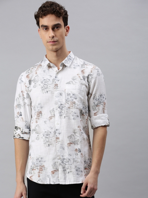 

Jack & Jones Men White & Blue Regular Fit Printed Casual Shirt