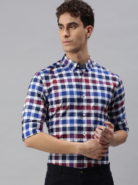 

Jack & Jones Men Navy Blue Regular Fit Checked Semiformal Shirt