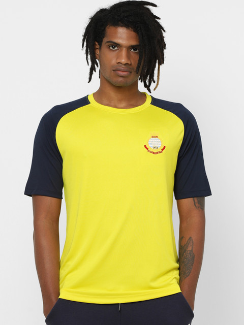 

Jack & Jones Indian Navy Men Yellow Solid Round Neck T-shirt