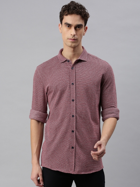 

Jack & Jones Men Maroon & White Slim Fit Printed Casual Shirt