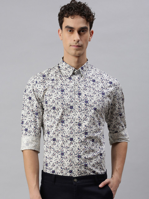 

Jack & Jones Men White & Blue Regular Fit Printed Casual Shirt