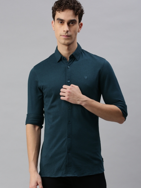 

Jack & Jones Men Teal Blue Regular Fit Solid Casual Shirt