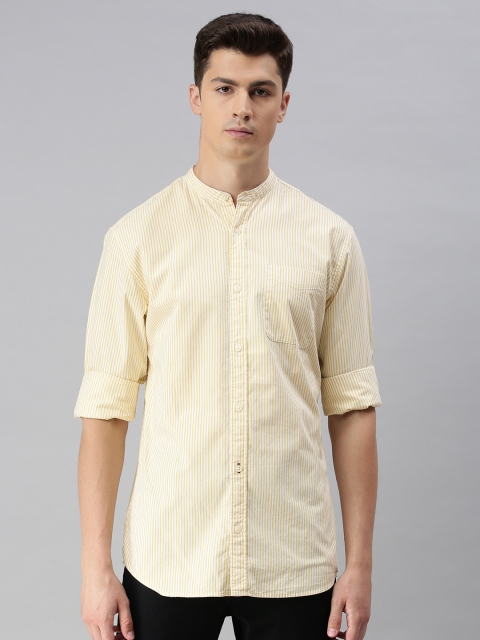 

Jack & Jones Men Yellow Striped Casual Shirt