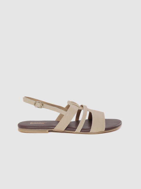 

The Roadster Lifestyle Co Women Beige Solid Open Toe Flats