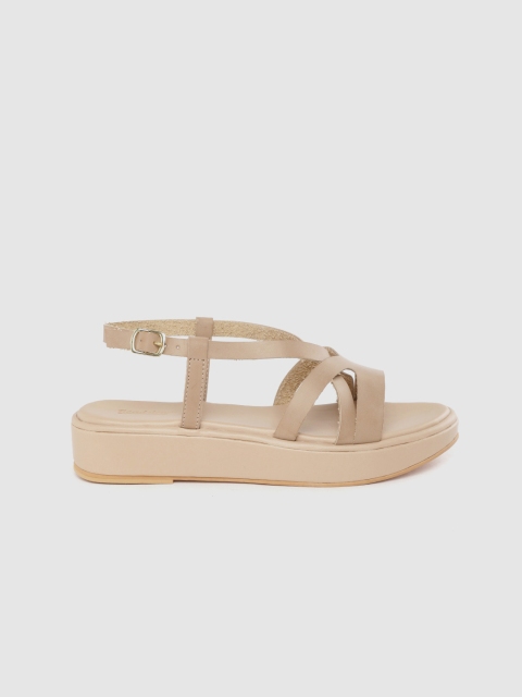 

The Roadster Lifestyle Co Women Beige Solid Strappy Flatforms