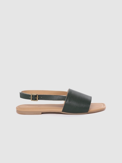 

Roadster Women Green Solid Open Toe Flats