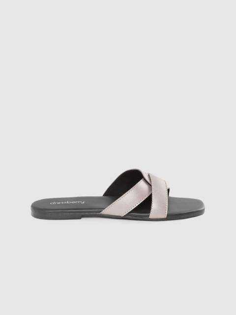 

DressBerry Women Taupe Solid Open Toe Flats