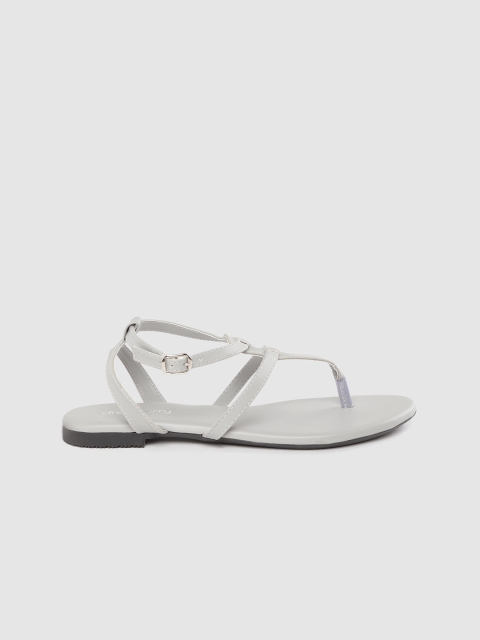 

DressBerry Women Grey Solid T-Strap Flats