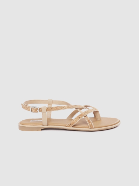 

The Roadster Lifestyle Co Women Beige Textured Open Toe Flats