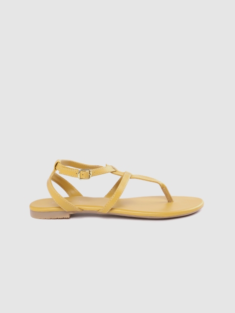 

DressBerry Women Mustard Yellow Solid Open Toe Flats