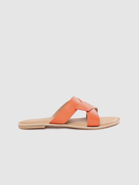 

The Roadster Lifestyle Co Women Orange Solid Open Toe Flats