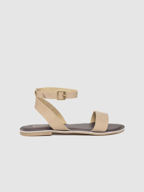 

The Roadster Lifestyle Co Women Beige Solid Mid-Top Open Toe Flats