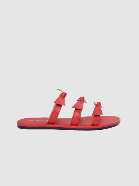 

DressBerry Women Red Solid Bow Detail Open Toe Flats