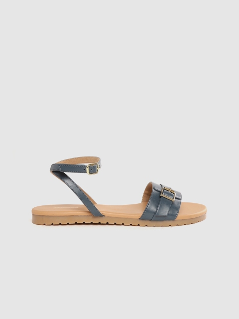 

The Roadster Lifestyle Co Women Navy Blue Solid Mid-Top Open Toe Flats
