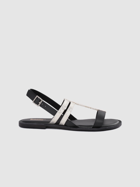 

Roadster Women Black & White Textured Open Toe Flats