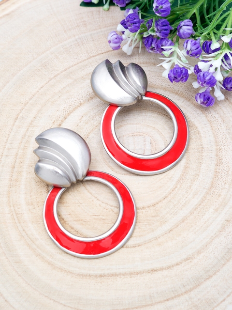 

Golden Peacock Silver-Plated Circular Drop Earrings