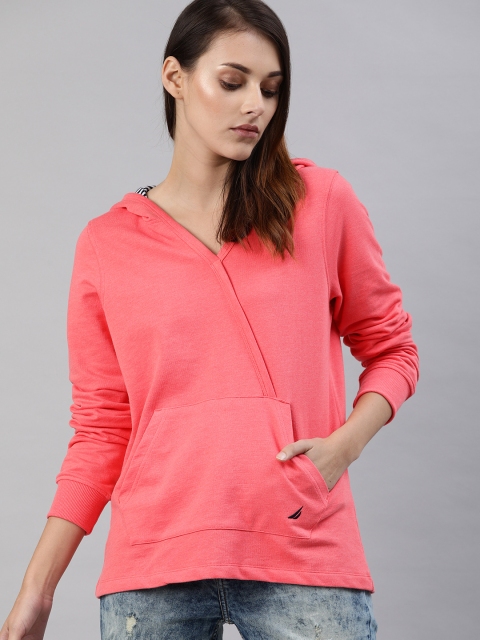 

Nautica Women Coral Solid Hooded Sweatshirt