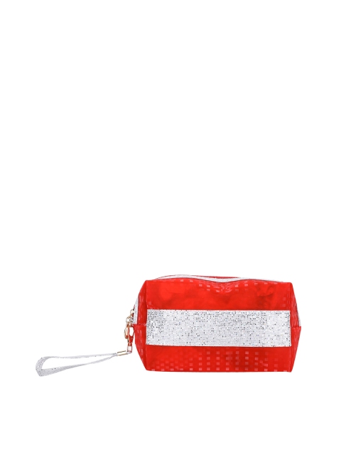 

FabSeasons Women Red & Silver Textured Pouch