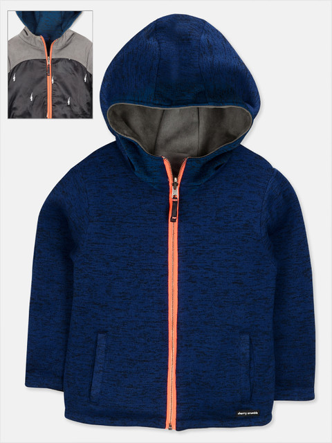 

Cherry Crumble Boys Navy Blue Solid Reversible Sporty Jacket