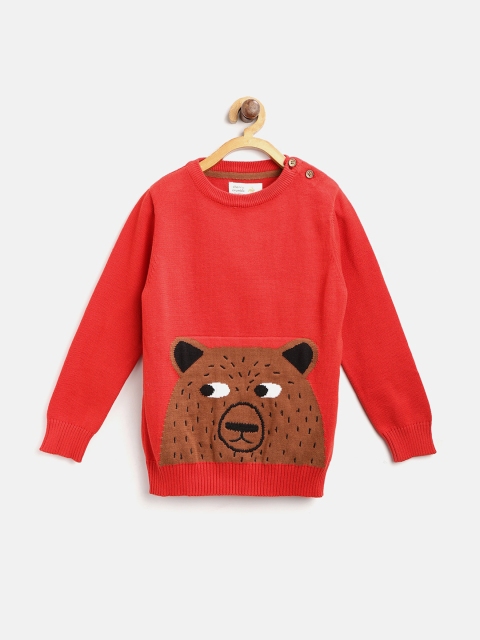 

Cherry Crumble Boys Red & Brown Intarsia Knit Sweater