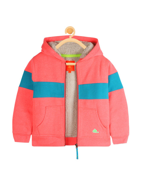 

Cherry Crumble Boys Peach-Coloured Striped Cotton Hooded Sweatshirt