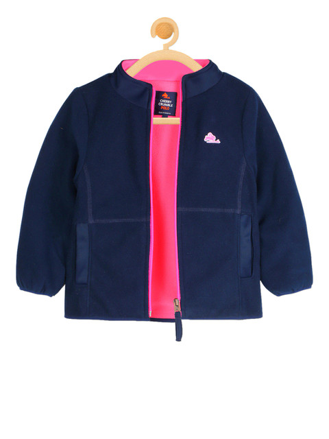

Cherry Crumble Girls Blue Solid Open Front Jacket