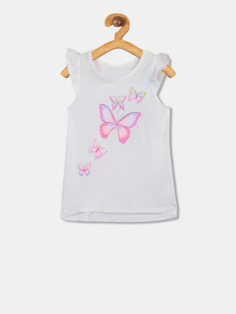 

The Childrens Place Girls Off-White Printed Tank Top