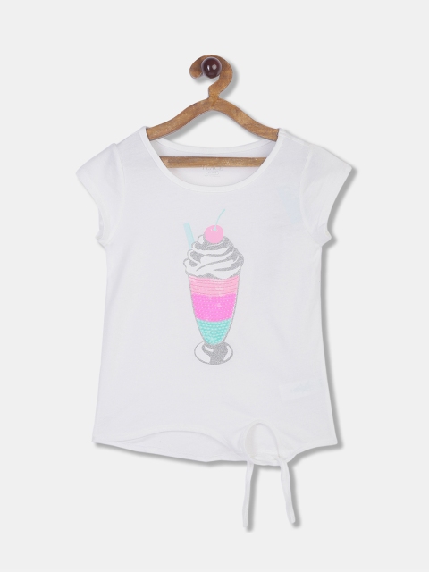 

The Childrens Place Girls White Printed Top
