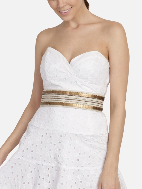 

Anekaant Women White & Gold-Toned Embellished Belt