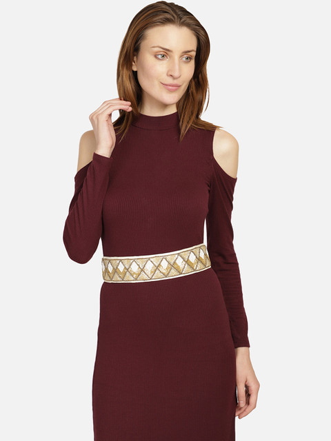 

Anekaant Women White & Gold-Toned Embellished Belt