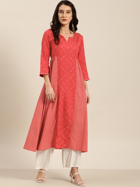 

Moda Rapido Women Red & White Printed A-Line Kurta