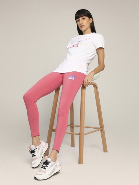 

Puma Women White Printed Round Neck T-shirt