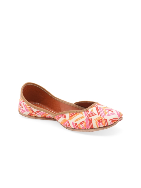 

HUE Women Orange & Pink Printed Mojaris