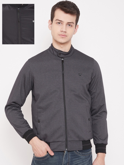 

Okane Men Black & Grey Solid Reversible Bomber