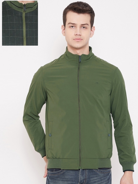 

Okane Men Olive Green Solid Reversible Bomber